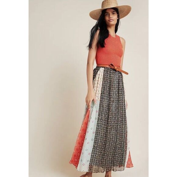 Anthropologie VERB Margot Pleated Maxi Skirt